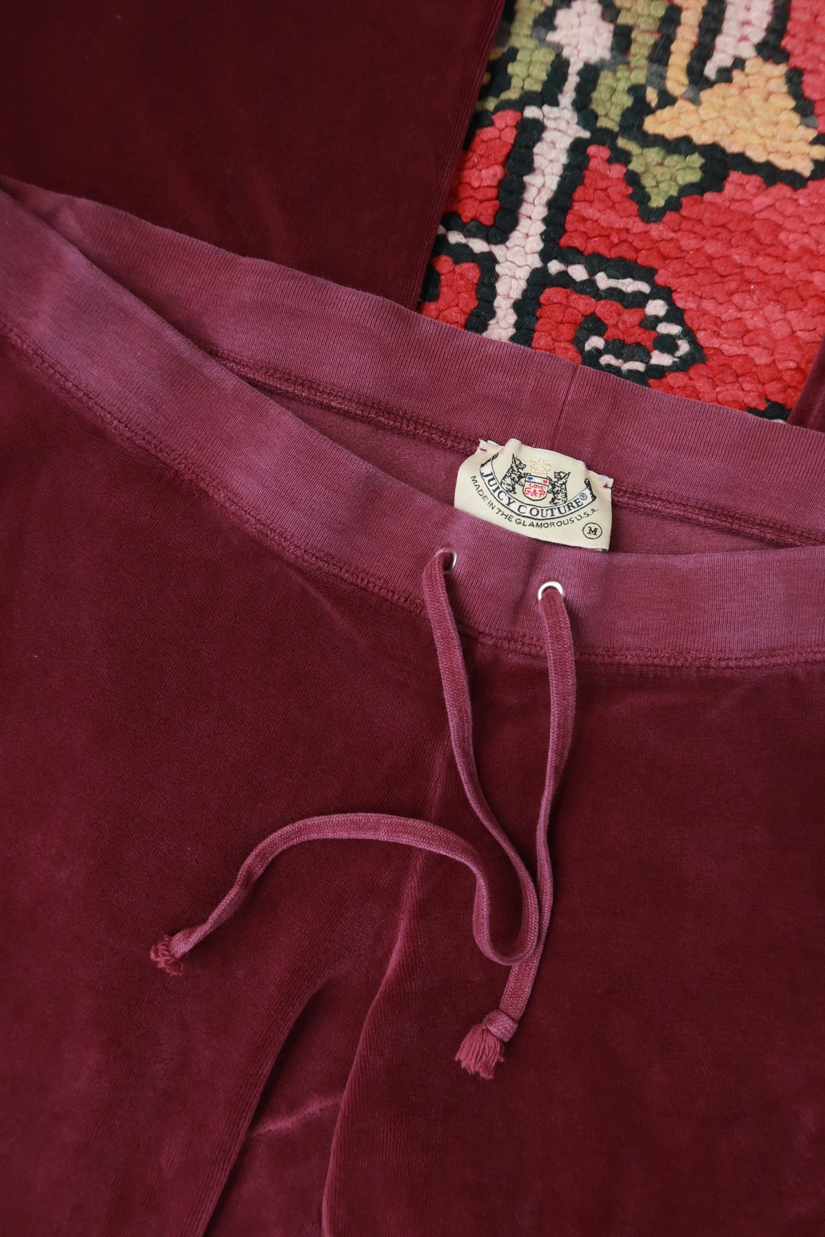 Vintage Y2K Burgundy Juicy Couture Velour Lounge Pants