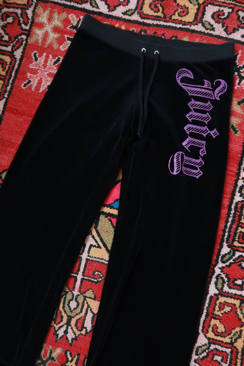 Vintage Y2K Black Juicy Couture Velour Cropped Lounge Pants