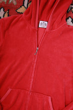 Load image into Gallery viewer, Vintage Y2K Cherry Red Juicy Couture Terry Cloth Zip Up Hoodie
