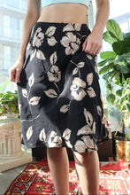 Load image into Gallery viewer, Vintage 100% Silk Black Floral Skirt – Bias Cut &amp; Flowy
