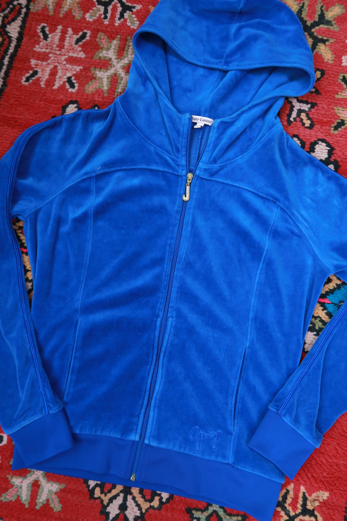 Y2K Cobalt Blue Juicy Couture Velour Zip Up Hoodie