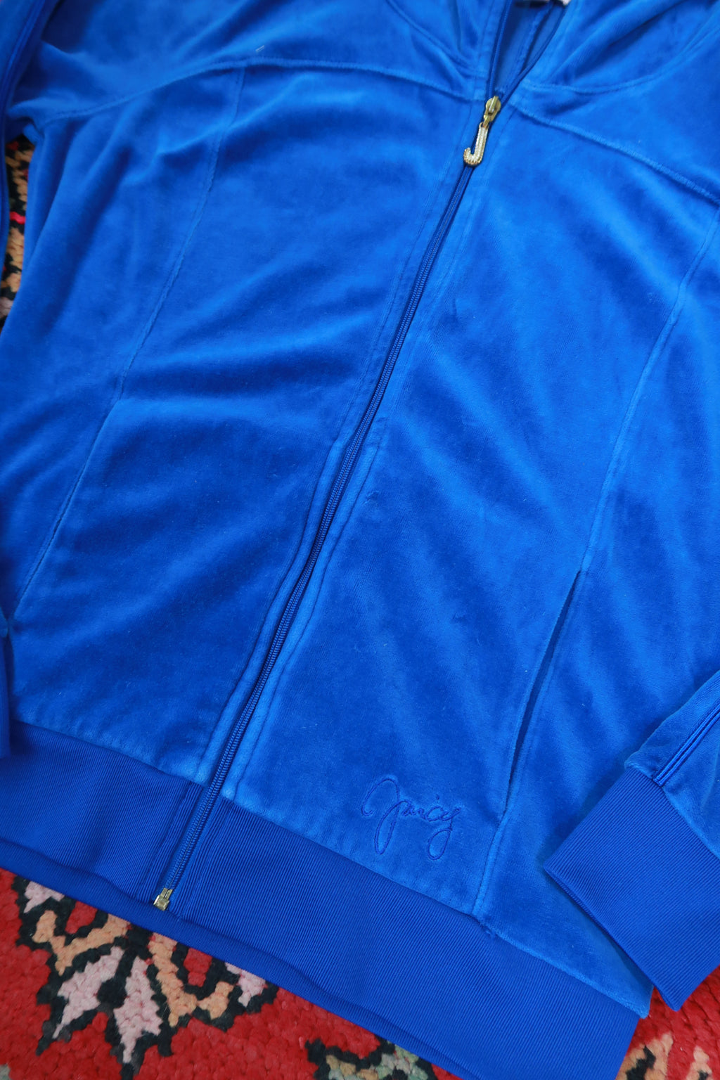 Y2K Cobalt Blue Juicy Couture Velour Zip Up Hoodie