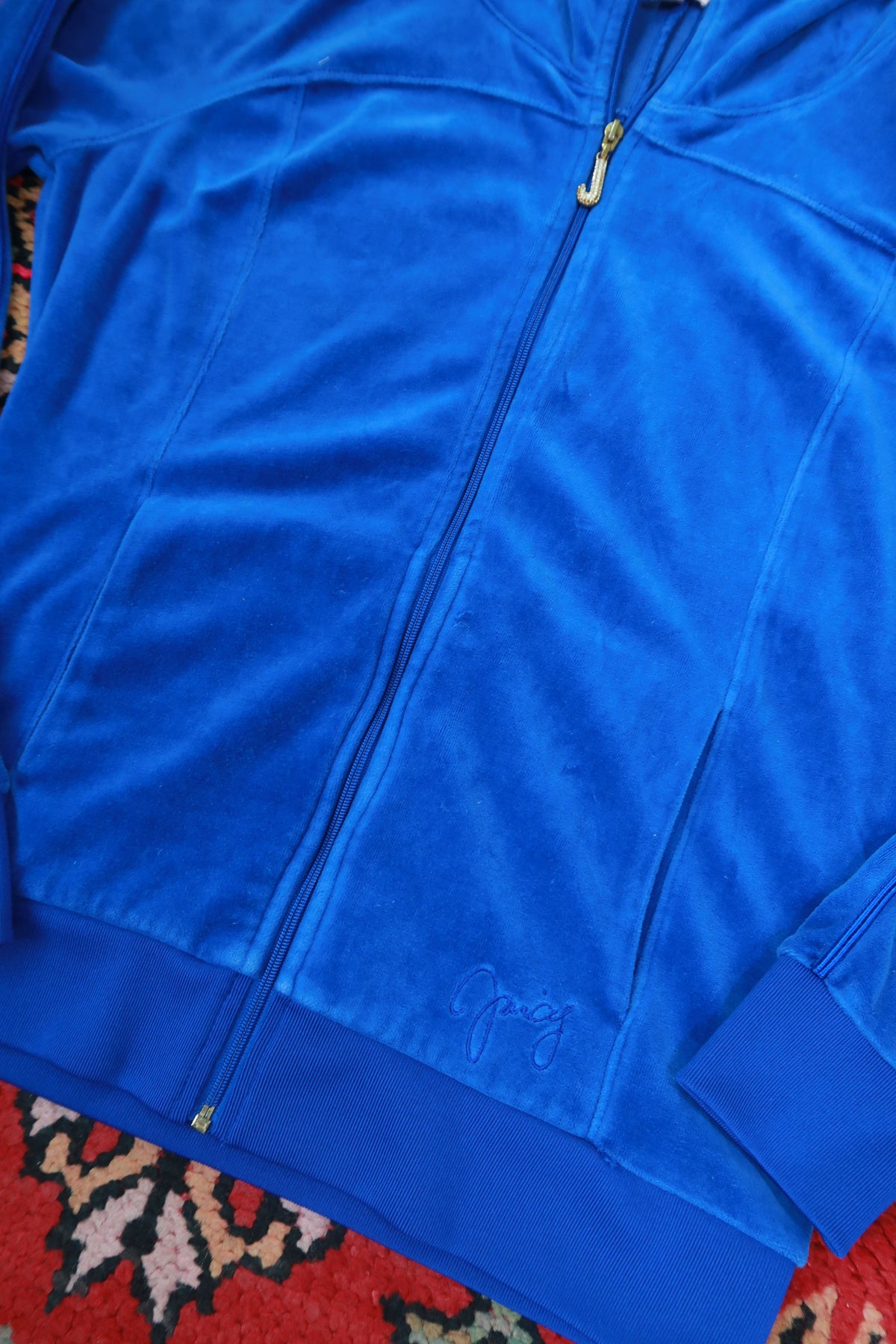 Y2K Cobalt Blue Juicy Couture Velour Zip Up Hoodie