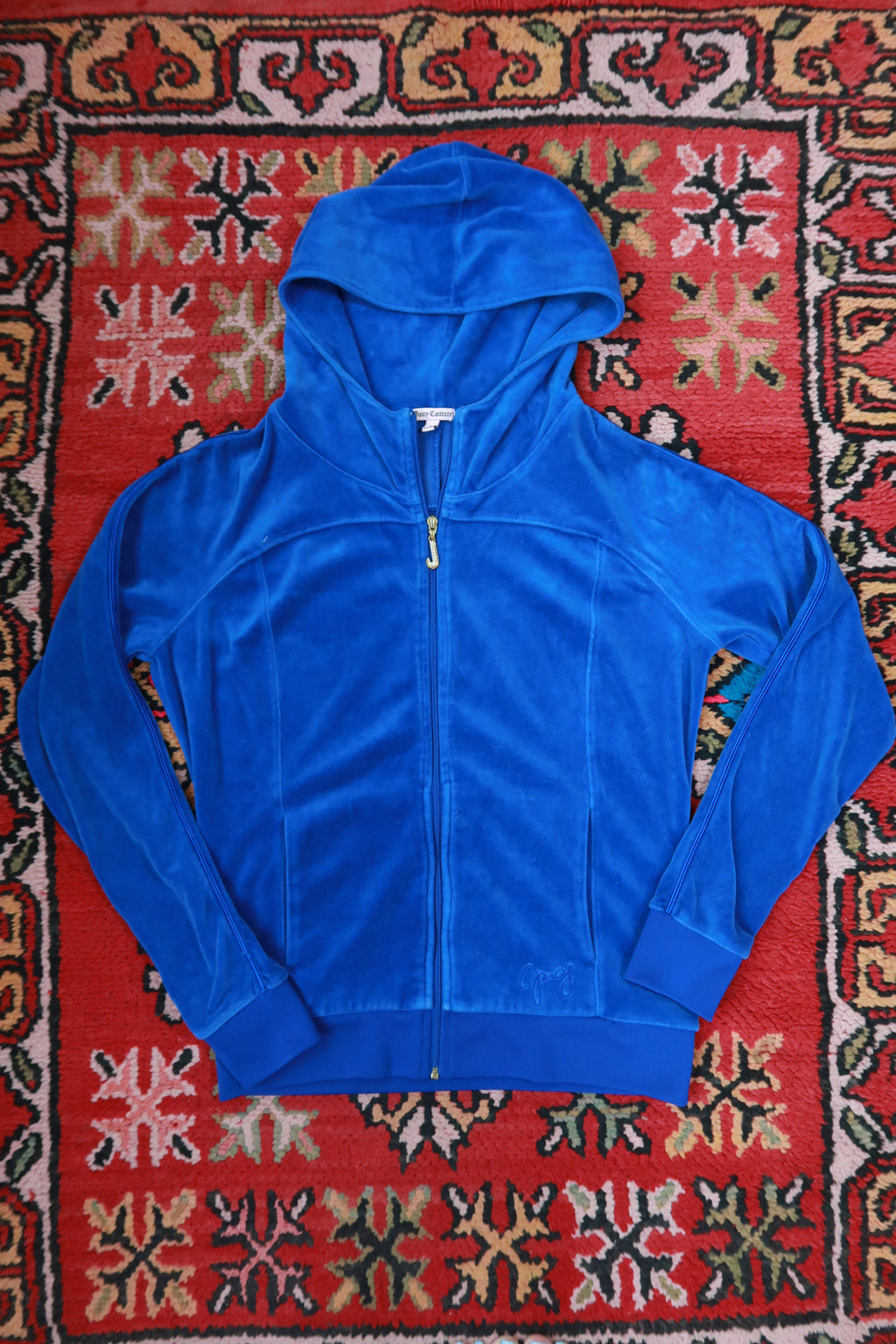 Y2K Cobalt Blue Juicy Couture Velour Zip Up Hoodie
