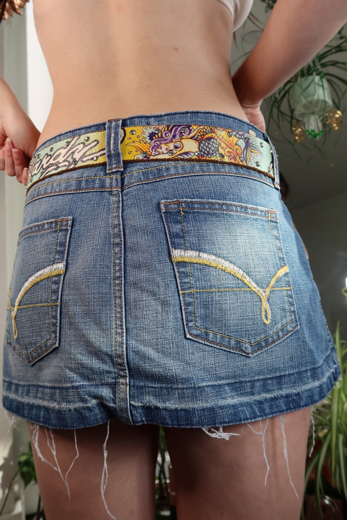 Vintage Ed Hardy Tattoo Style Leather Belt — Mermaid & Rose Graphic