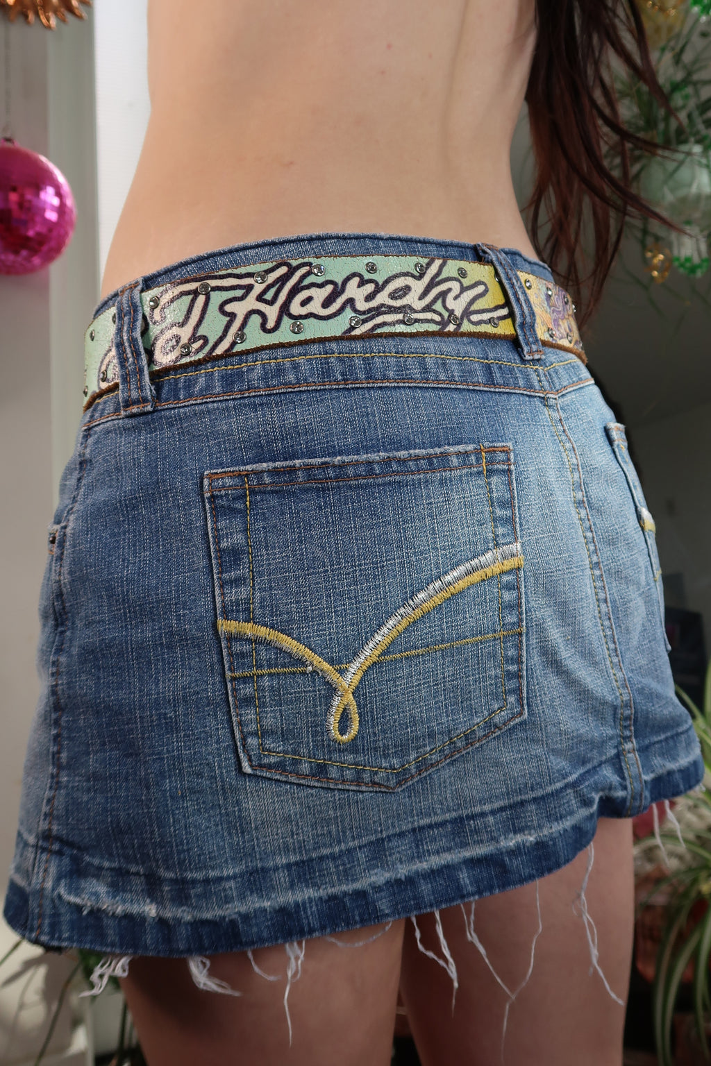 Vintage Ed Hardy Tattoo Style Leather Belt — Mermaid & Rose Graphic