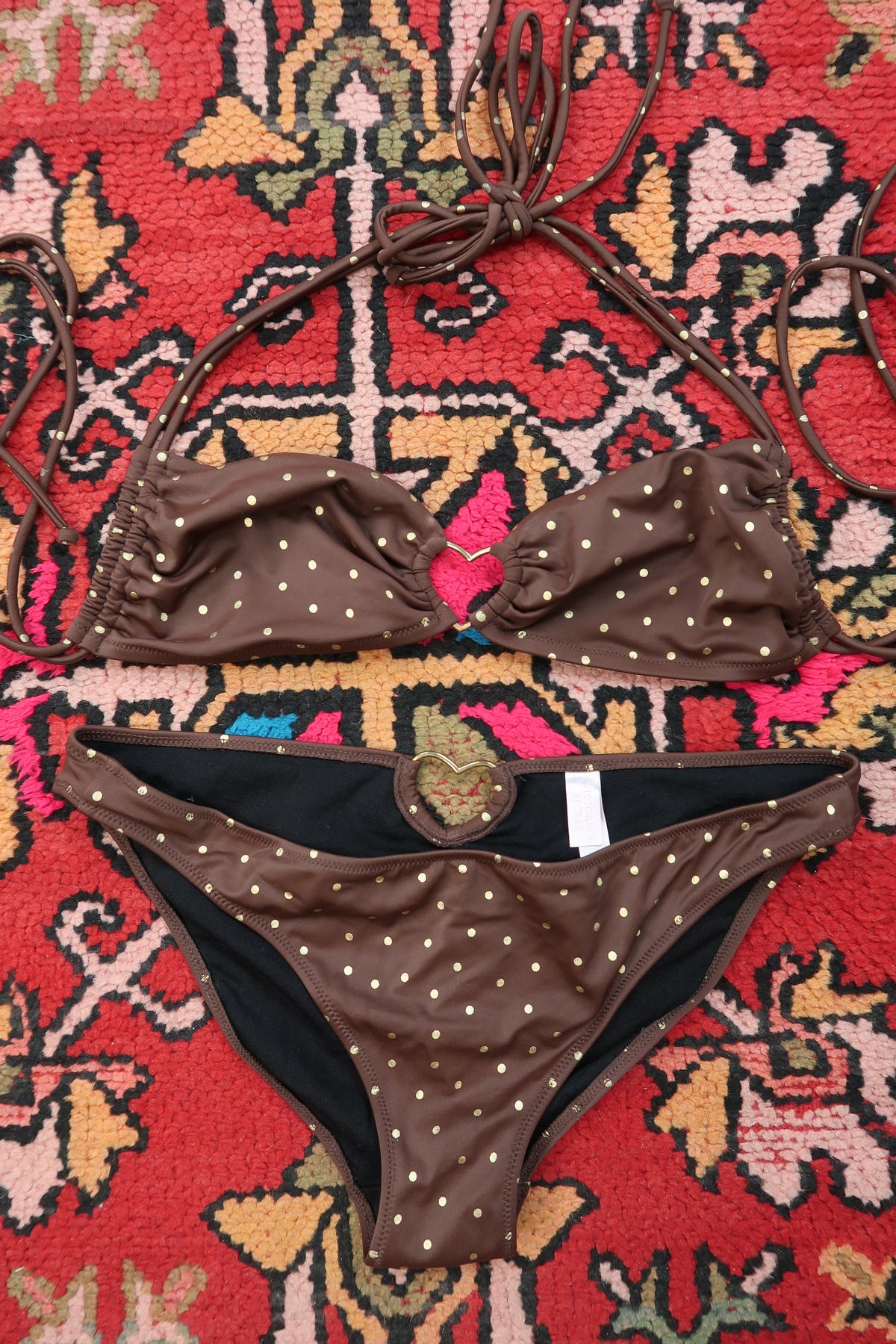 Vintage Victoria's Secret Bikini Set – Brown with Gold Polka Dots