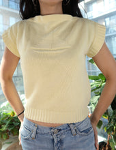 Load image into Gallery viewer, Vintage Yellow Sailboat Knit Cap Sleeve Sweater
