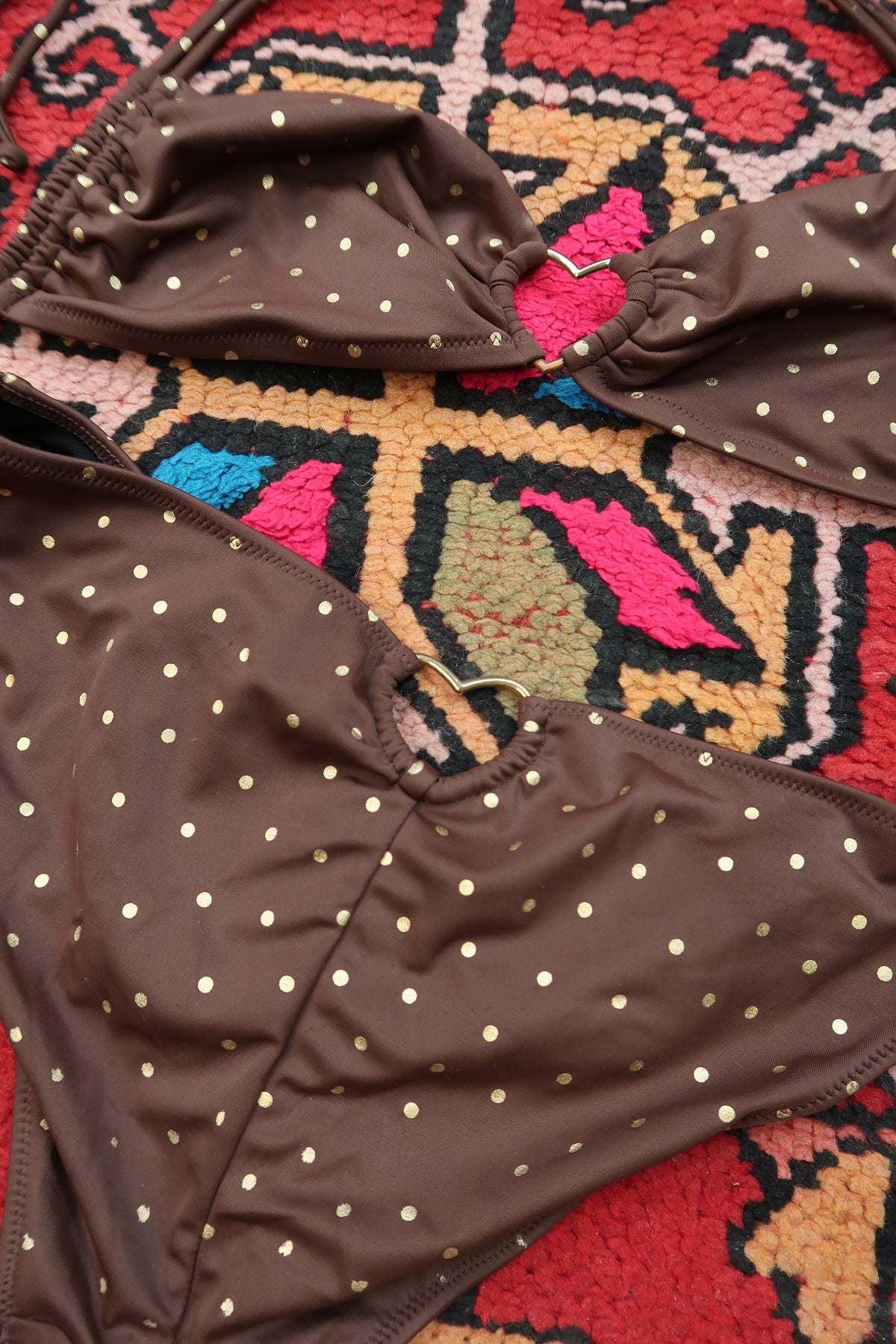 Vintage Victoria's Secret Bikini Set – Brown with Gold Polka Dots
