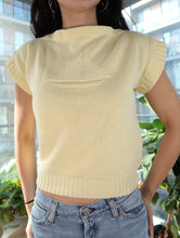 Load image into Gallery viewer, Vintage Yellow Sailboat Knit Cap Sleeve Sweater
