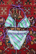 Vintage 2000s Rampage Plaid Bikini Set – Purple & Green with Ruffle Trim