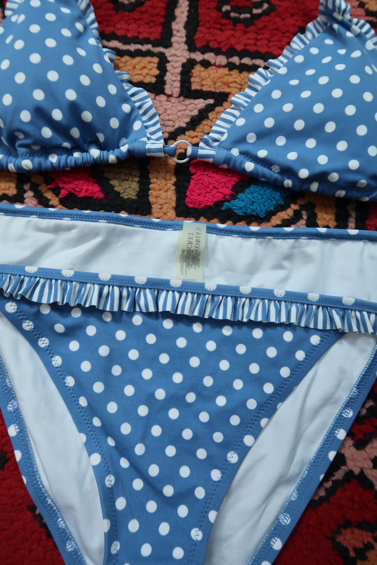 Vintage 2000s Victoria’s Secret Blue Polka Dot Bikini Set