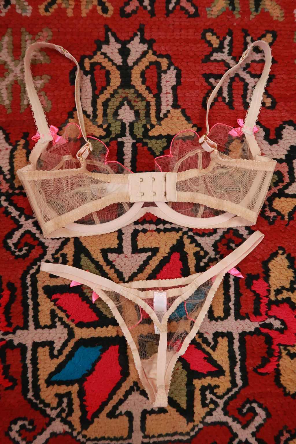 Agent Provocateur Sheer Nude Mesh Bra & Thong Lingerie Set