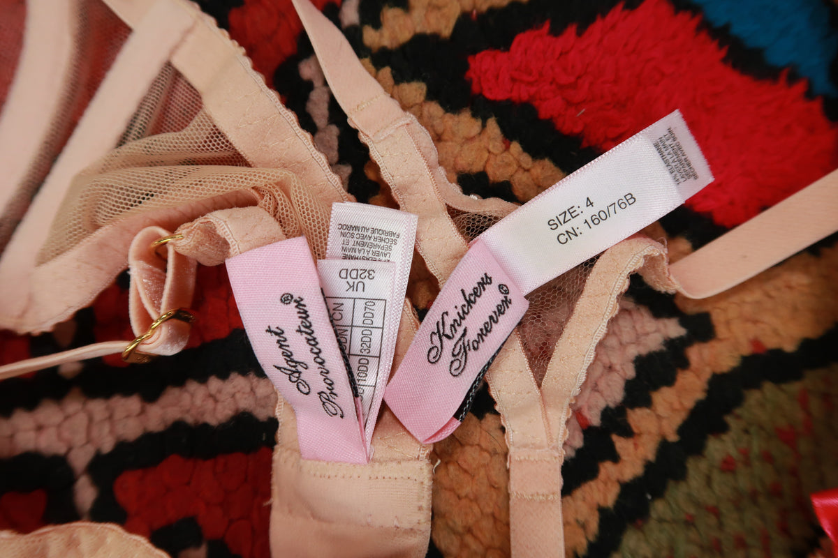 Agent Provocateur Sheer Nude Mesh Bra & Thong Lingerie Set