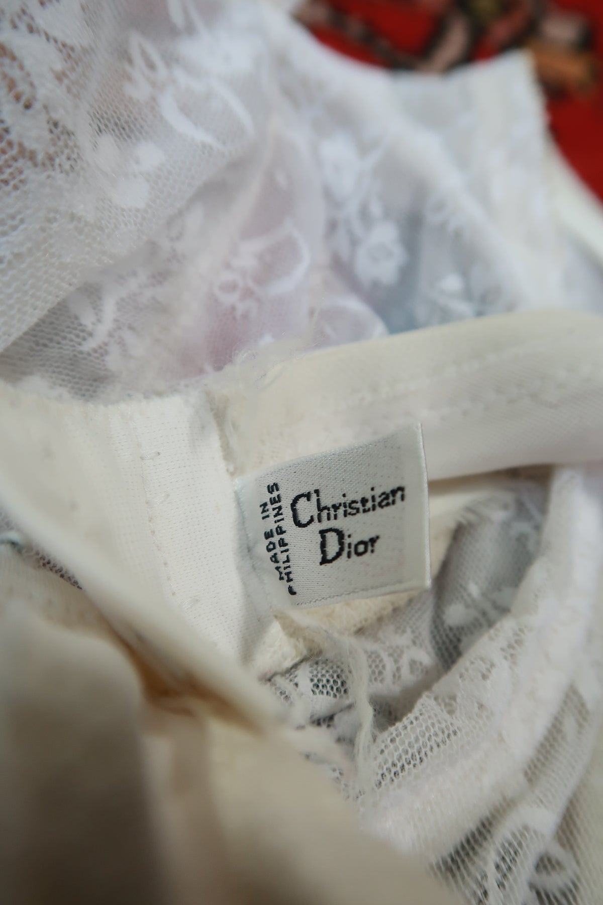 Vintage Christian Dior White Sheer Floral Lace Underwire Bra