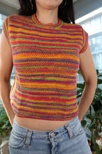 Load image into Gallery viewer, Vintage 2000s Rainbow Crochet Knit Cap Sleeve Top
