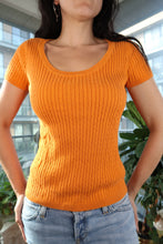 Load image into Gallery viewer, Vintage 2000s Orange Cable Knit Scoop Neck Top
