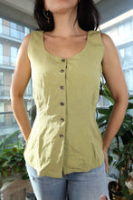 Load image into Gallery viewer, Vintage 90s 100% Silk Button-Front Tank – Sage Green
