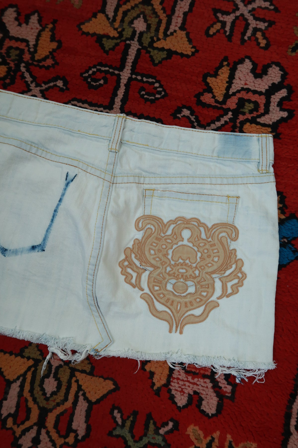 Vintage Y2K Embroidered Denim Mini Skirt