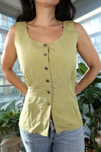 Load image into Gallery viewer, Vintage 90s 100% Silk Button-Front Tank – Sage Green

