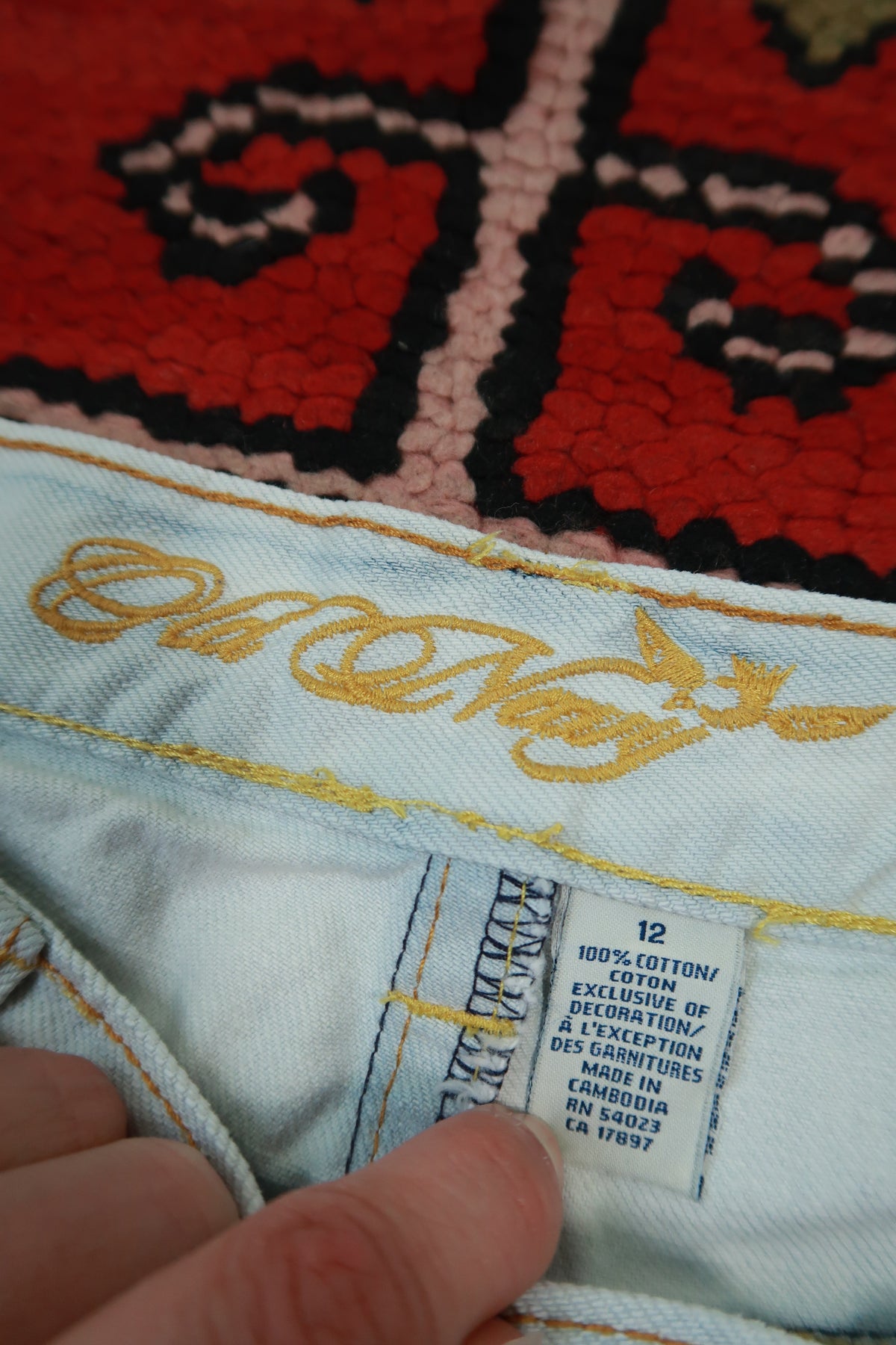 Vintage Y2K Embroidered Denim Mini Skirt