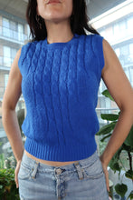 Load image into Gallery viewer, Vintage 70s Royal Blue Cable Knit 
Sweater Vest
