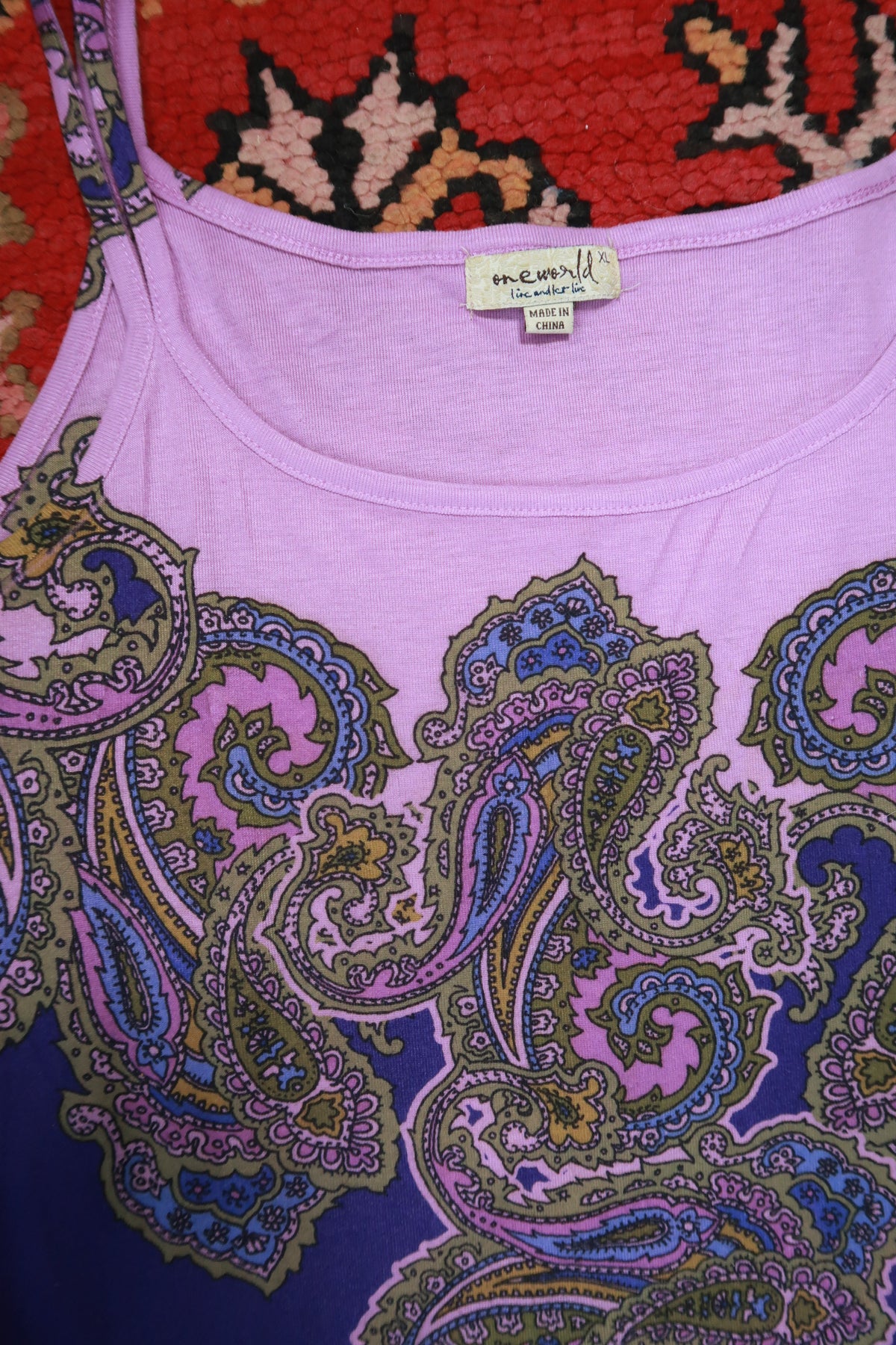 Vintage Y2K Purple Paisley Print Cami Tank Top