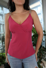 Load image into Gallery viewer, Vintage Y2K 2000s Pink Chain Strap Tank Top – Metal Hardware Detail
