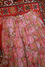 Load image into Gallery viewer, Vintage Pink Paisley Tiered Boho Midi Skirt
