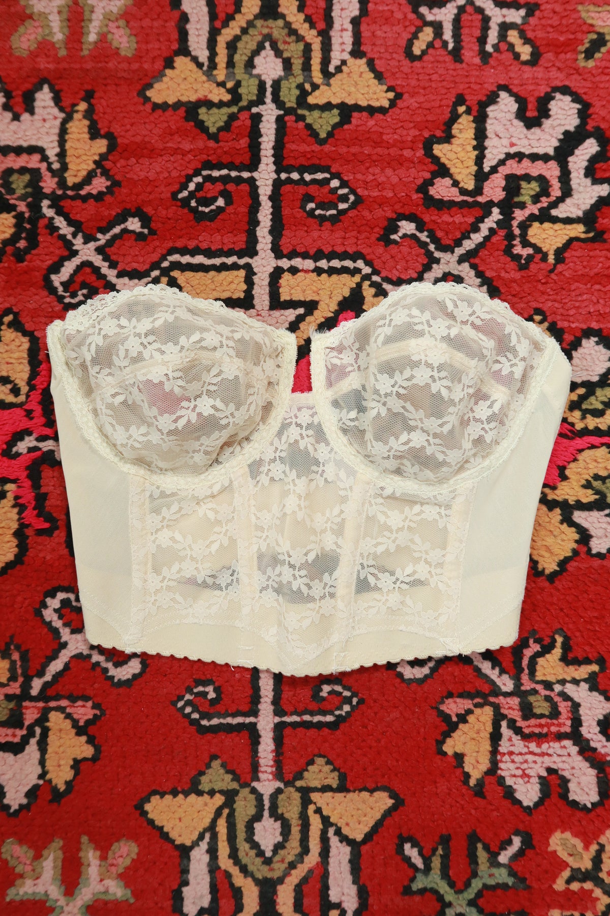 Vintage Ivory Lace Bustier Corset Bra Top