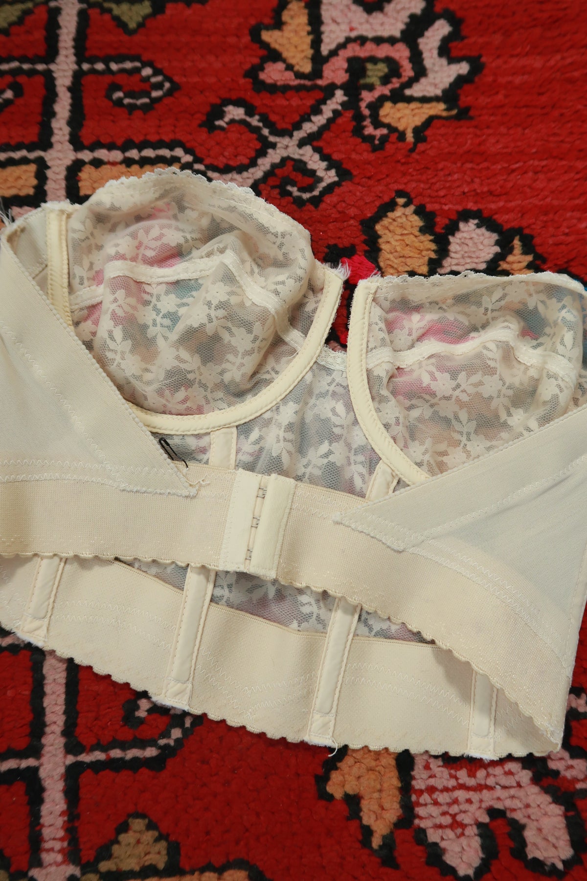 Vintage Ivory Lace Bustier Corset Bra Top
