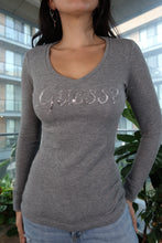Load image into Gallery viewer, Vintage Y2K Guess Sequin Logo Long Sleeve Top
