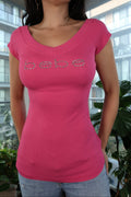 Vintage Y2K Bebe Hot Pink Rhinestone Logo Top - Elektra Vintage