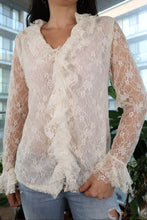 Load image into Gallery viewer, Vintage 90s White Lace Ruffle Blouse
