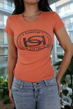Load image into Gallery viewer, Vintage 2000s Bebe Rhinestone Logo Tee – Orange
