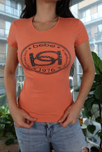 Load image into Gallery viewer, Vintage 2000s Bebe Rhinestone Logo Tee – Orange
