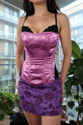 Vintage Y2K Frederick’s of Hollywood Pink Satin Corset Top with Black Lace Bust - Elektra Vintage
