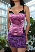 Load image into Gallery viewer, Vintage Y2K Frederick’s of Hollywood Pink Satin Corset Top with Black Lace Bust
