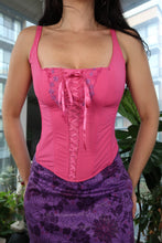 Load image into Gallery viewer, Vintage 2000s Hot Pink Lace-Up Corset Top
