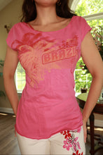 Load image into Gallery viewer, Vintage Guess Pink Brazil Graphic Open Back Top
