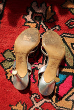 Load image into Gallery viewer, Vintage Jimmy Choo Silver Strappy Heels – Metallic Leather Heels
