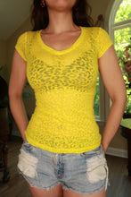 Load image into Gallery viewer, Vintage 2000s Neon Yellow Burnout Leopard Print Tee
