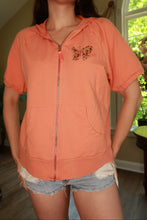 Load image into Gallery viewer, Vintage 2000s Peach Rhinestone Butterfly Zip-Up Hoodie
