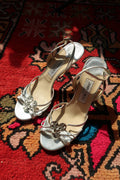 Vintage Jimmy Choo Silver Strappy Heels – Metallic Leather Heels