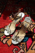 Load image into Gallery viewer, Vintage Jimmy Choo Silver Strappy Heels – Metallic Leather Heels
