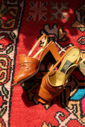 Vintage Fendi Slingback Mules – 90s/2000s Cognac Patent Leather Heels - Elektra Vintage