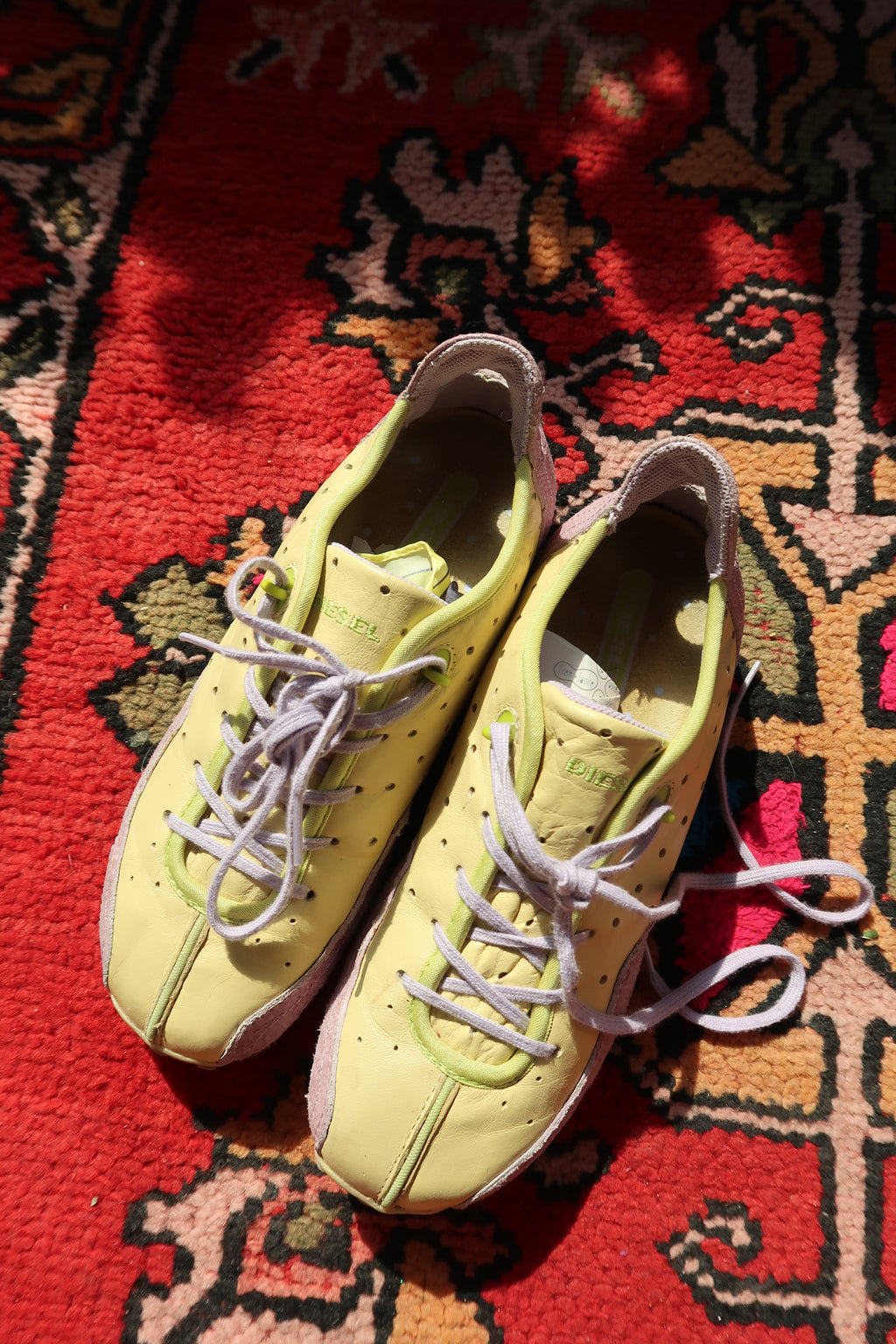 Diesel Arras Sneakers – Vintage Y2K Yellow & Lilac Suede Trainers