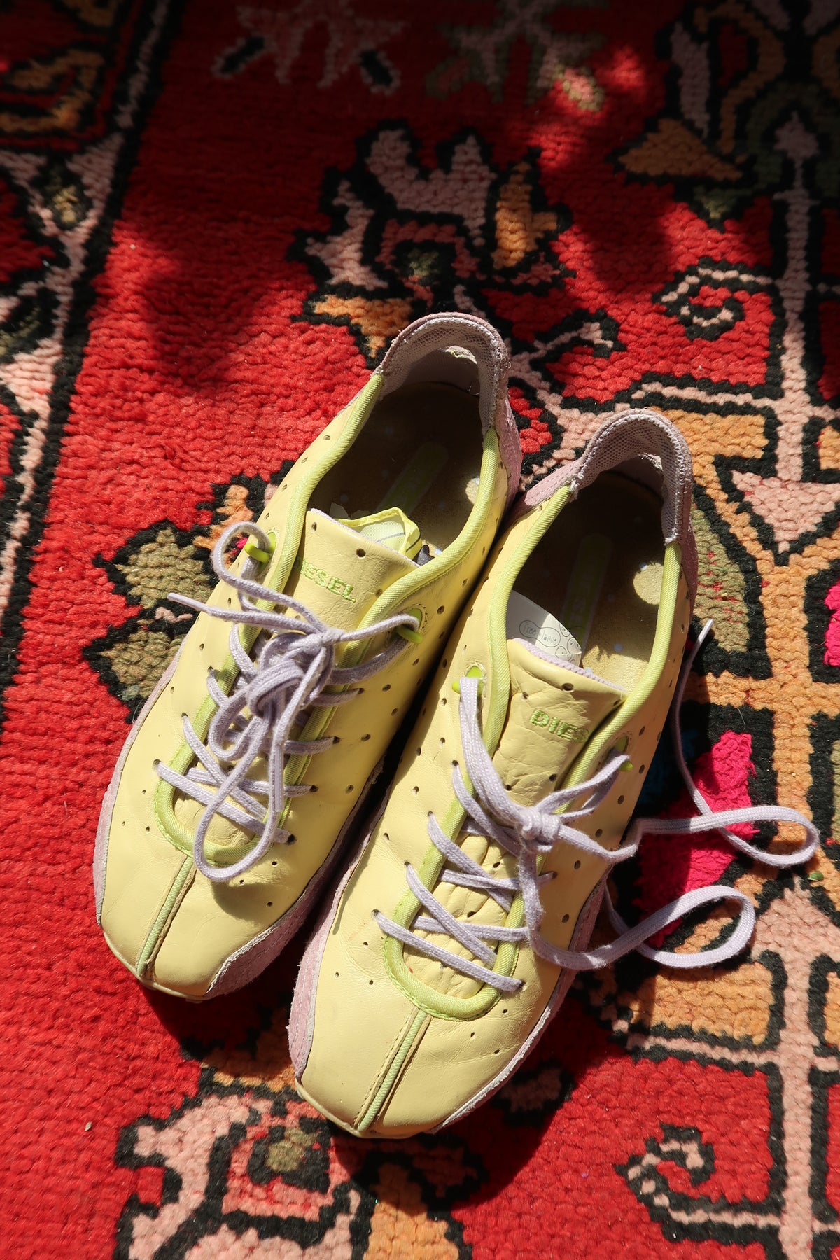 Diesel Arras Sneakers – Vintage Y2K Yellow & Lilac Suede Trainers