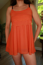 Load image into Gallery viewer, Vintage 2000s Orange Babydoll Rhinestone Tank Top
