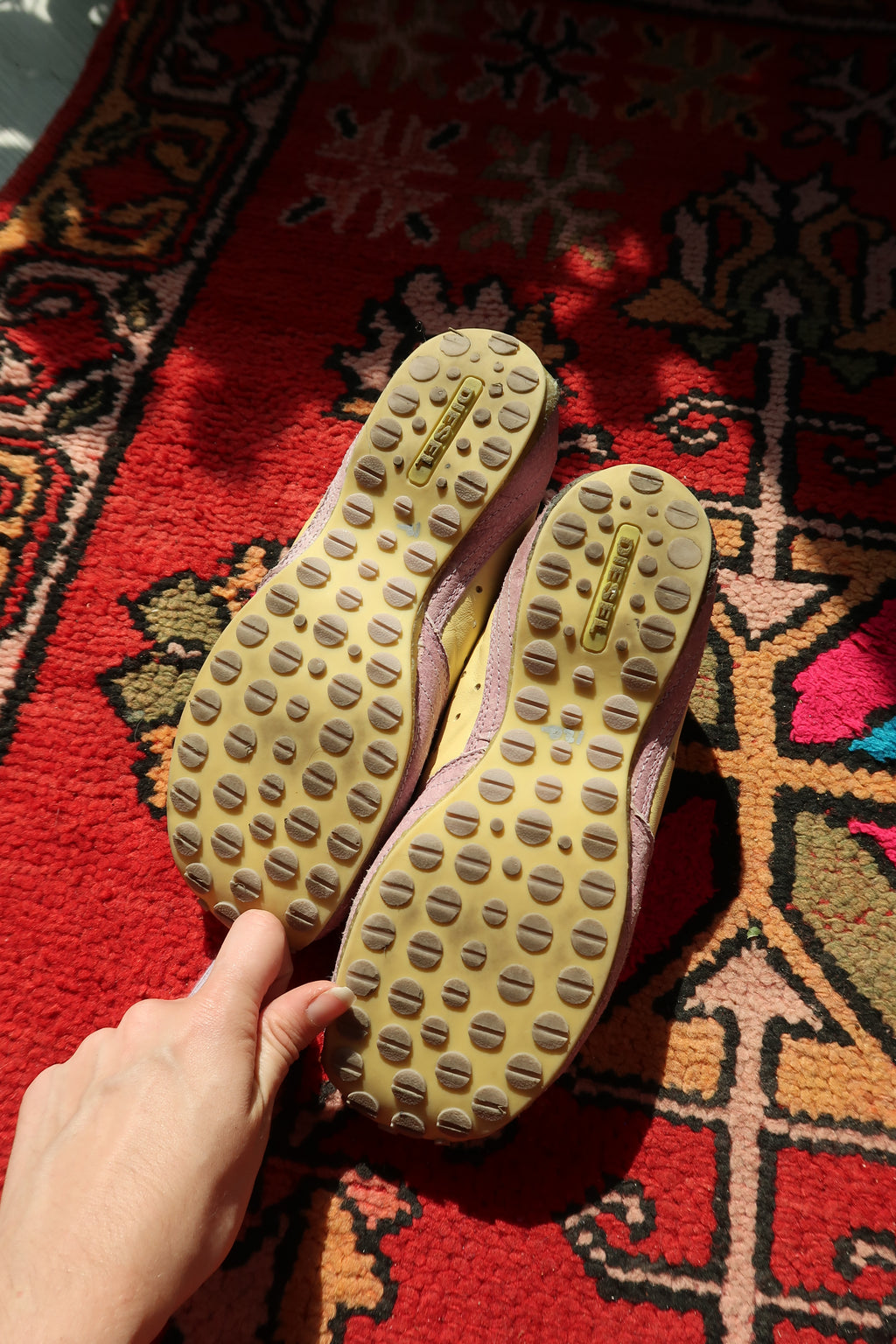 Diesel Arras Sneakers – Vintage Y2K Yellow & Lilac Suede Trainers